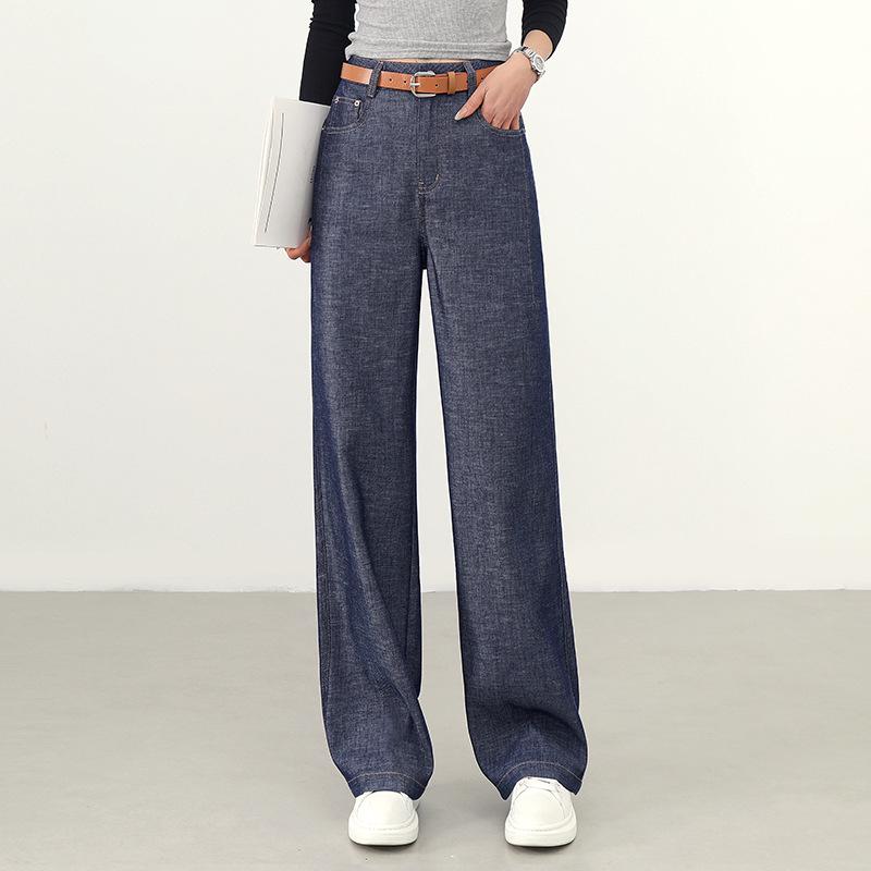 Women s High-Waisted Tencel Linen Denim Wide-Leg Pants – 2026 Spring Collection: Casual, Slimming, Straight-Leg Style 30