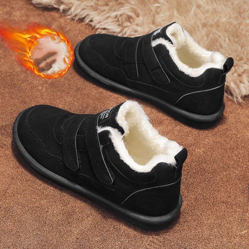 

Зимние утепленные ботинки из хлопка с высоким голенищем и толстой подошвой на липучке, нескользящие EU38/CN39 чёрный