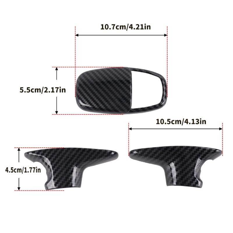 3pcs Carbon Fiber Gear Shifter Knob Cover Trim Scratch Resistant Car Accessory Suitable for Vehicle Interior Enhancement