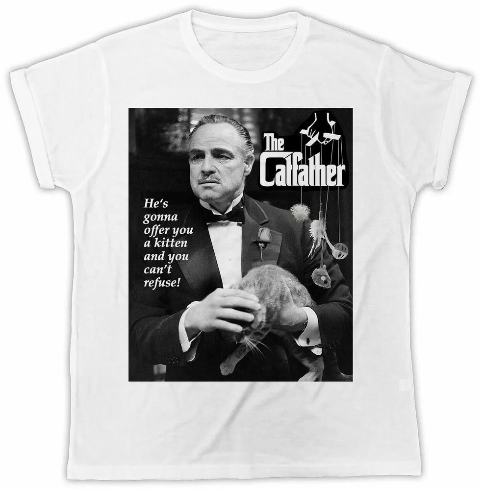THE CATFATHER T-Shirt Retro Cool Gift Tee Godfather Movie Funny UK Unisex T-Shirt L