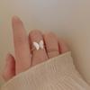 Elegant Butterfly Mother-of-pearl Copper Ring For Women Adjustable Fashion Accessory