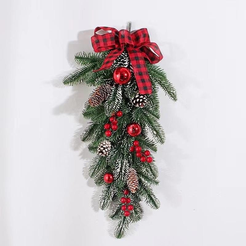 

Рождественские украшения из полиэтилена, ротанг, перевернутая елка, рождественский венок, рог, ротанг, дверь, висящая из ротанга