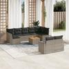 10 piece Grey Garden Sofa Set with Cushions Poly Rattan