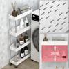 SPACEKEEPER Kitchen 13cm Gap Storage with Rolling for Small Next to 4 White Cart, Slim, Rack, Casters, Rack, Stylish, Spices, Food, Bottles, Items,