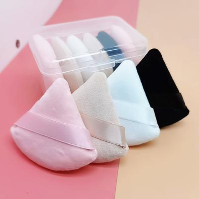 6Pcs Triangle Puff Washable Velvet Mini Makeup Sponge Eyeshadow Foundation Blush Cosmetics Soft Cotton Lightweight Powder Puff