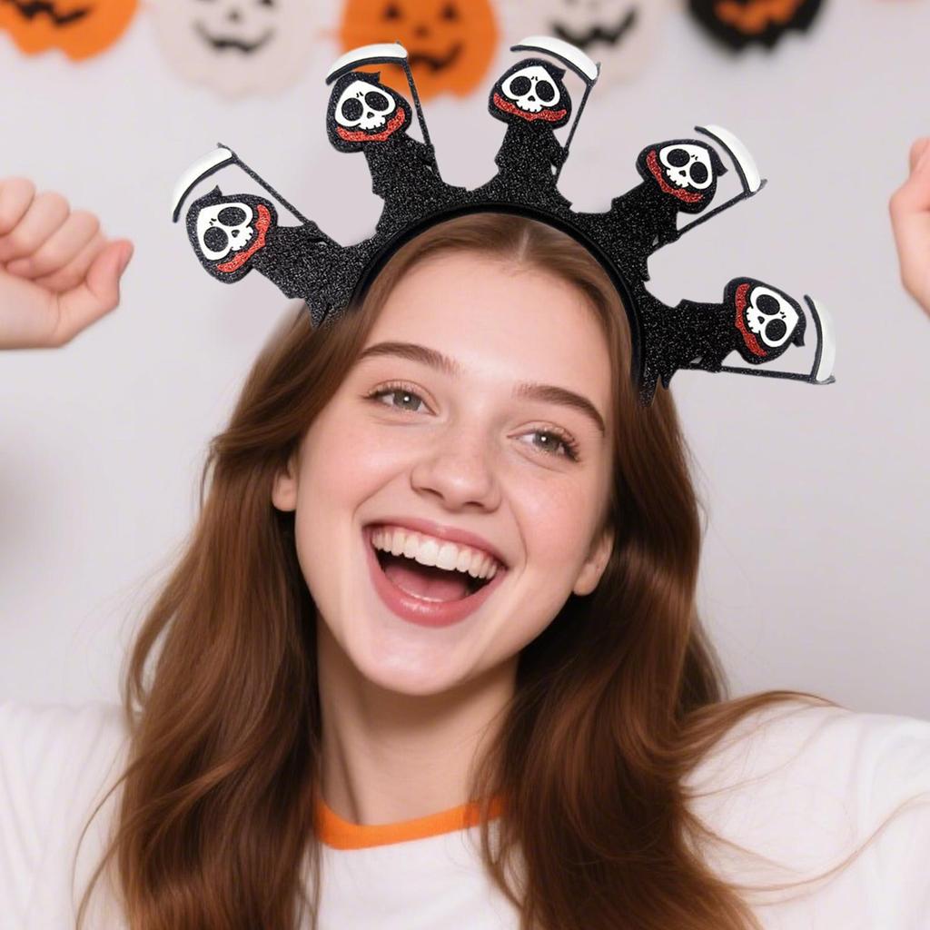 Halloween Ghost Headband Ghost Hair Accessories Sequined Hairband For Party Kids Photo Prop Renaissance Fair Birthday