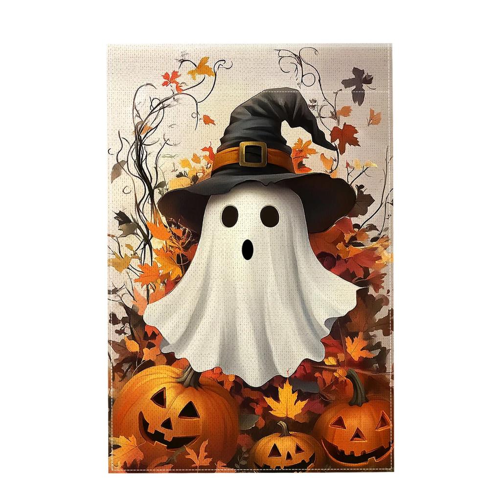 Halloween Horror Pumpkin Hanging Flags Garden Flag Banner Double-sided Printing Imitation Linen Flags Outdoor House Porch Decor