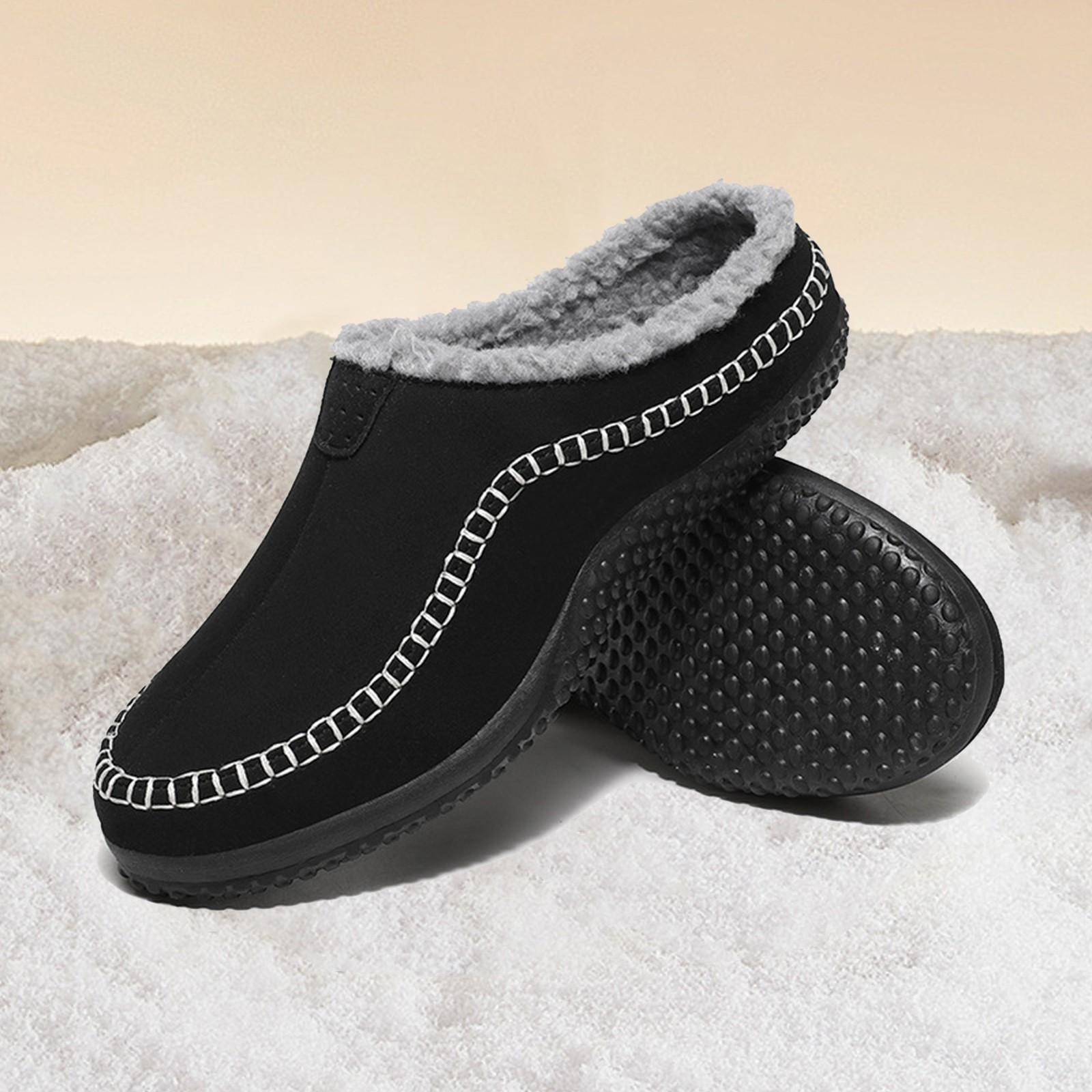 And Winter Men S Fashionable Baotou Plus Velvet Warm Cotton Shoes Outdoor Legged Slippers Boot Slippers For Men 43 чёрный 3260₽