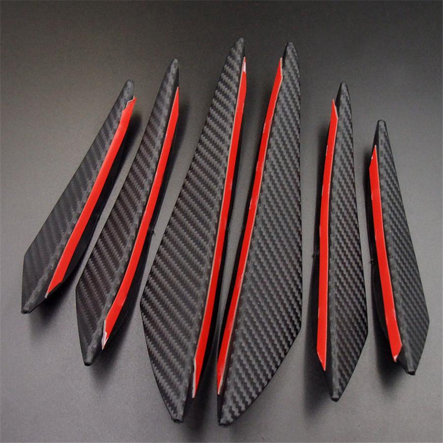 6pcs Universal Carbon Fiber Color Car/Auto Front Bumper Fins Spoiler Refit
