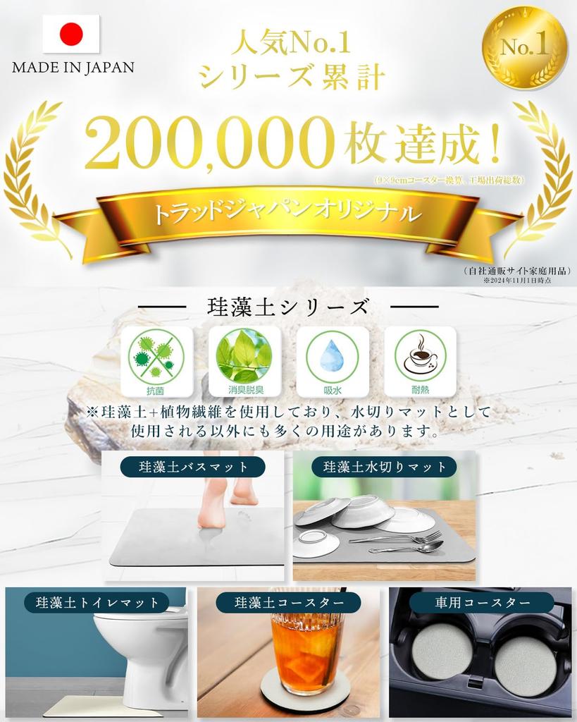 Draining Diatomaceous Silver Made In Tableware of Dark Mat, Earth, Ions, Japan, Kitchen, (set 2, Gray)