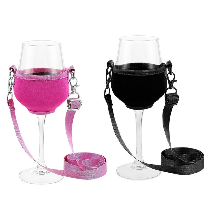 5Pcs Wine Glass Neck Holder Neoprene Sleeve Adjustable Wine Glass Lanyards Drink Holder with Neck Strap Easy To Use