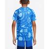 Nike Casual Breathable All-Over Print Embroidered Logo Sports Training Short Sleeve T-Shirt Kids T-Shirts Blue DM8549-480