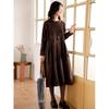 Autumn 2021 Japanese-Korean Corduroy Literary Dress - Women's Long-Sleeve Midi Skirt