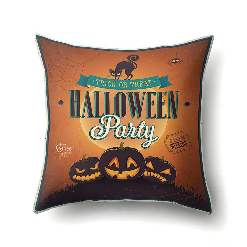 Halloween Polyester Pillow Case Car Waist Pillow Pumpkin Sofa Cushion Cover Office Living Room Pillow Case