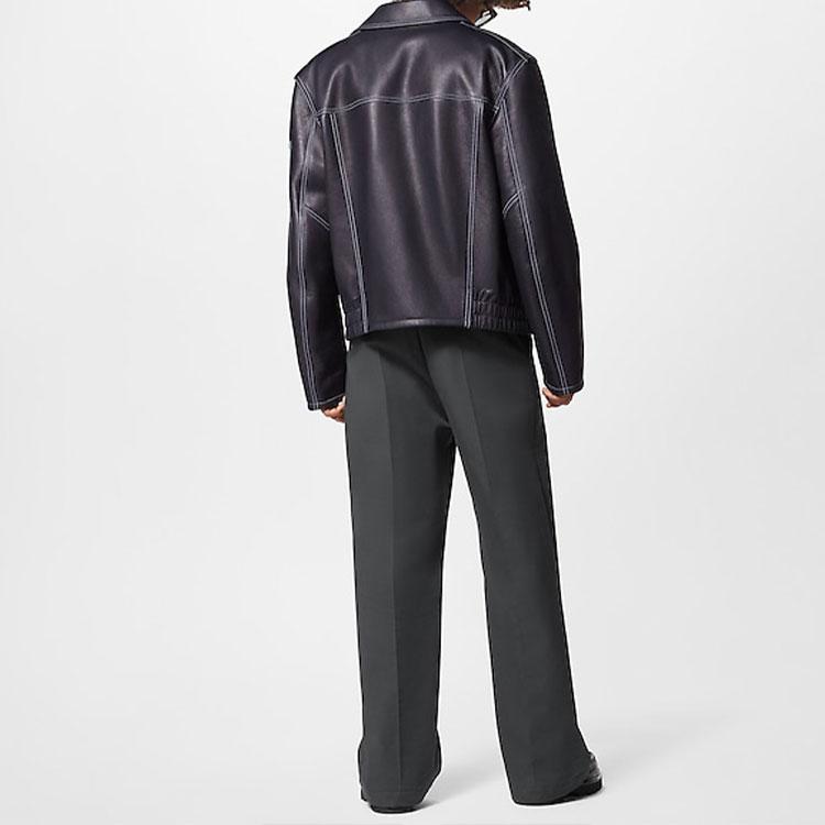 Louis Vuitton FW22 Leather Jacket Coat Men's Black 1AAVCA