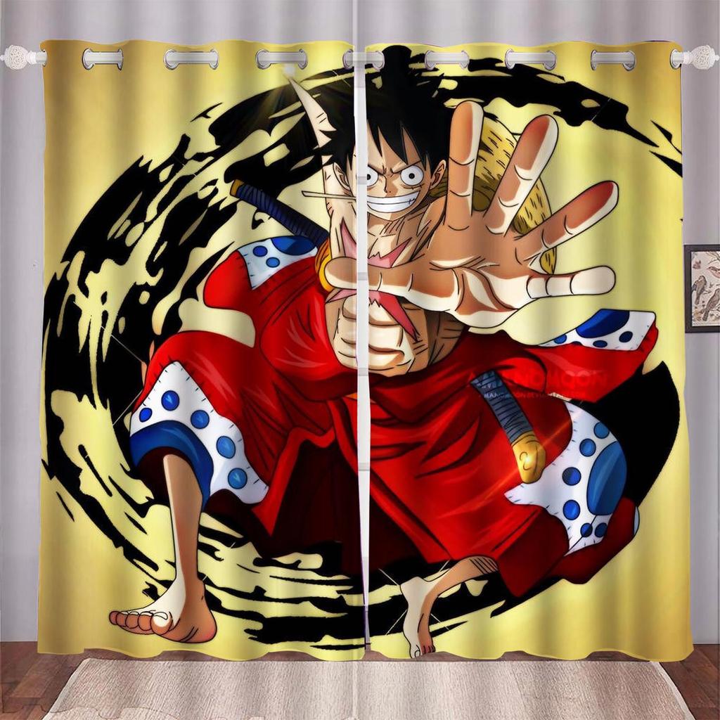 Rideau de dessin animé Monkey D Luffy pour la maison, une pièce, mignon, imprimé, filtrant la lumière, pour salon, chambre à coucher, protection contre la chaleur et le soleil