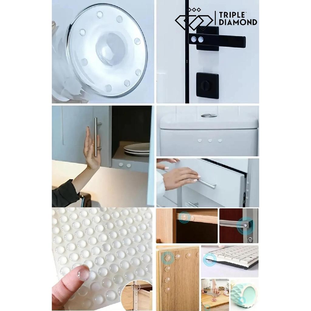 Adhesive Mini Silicone Sound Stopper Drawer Cabinet Door Transparent, 9mm (1 Pack = 50 Pieces)