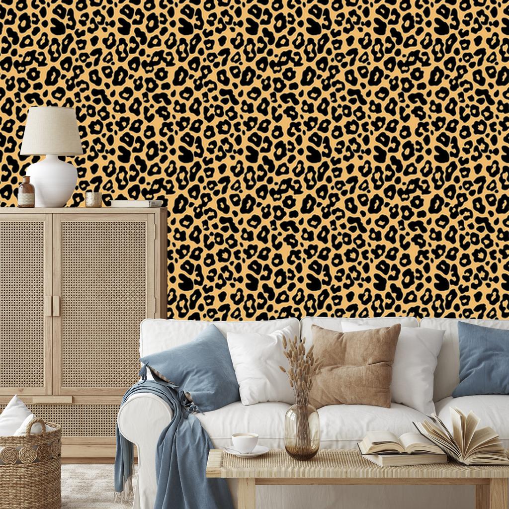 Animal Skin Wallpaper Ochre, Gold and Black for Living Room and Bedroom 50x1000