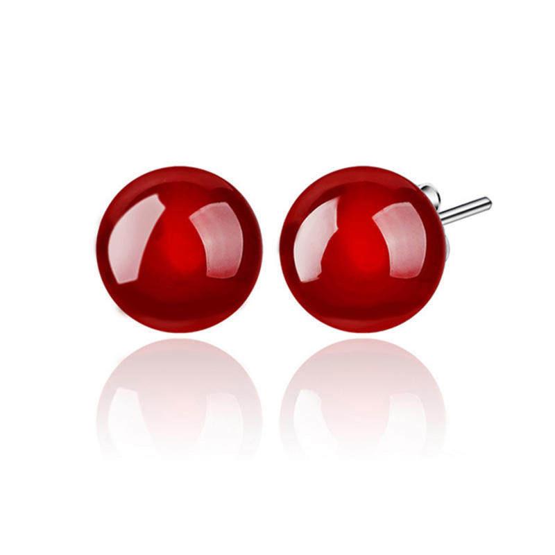 925 Sterling Silver Stud Earrings Natural Agate Earrings Earrings Silver Accessories Jewelly