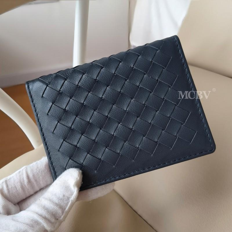 Schlanker Kartenhalter aus echtem Leder, Ausweis, Führerschein mit handgewebtem Design, Unisex, Minimalistische Geldbörse