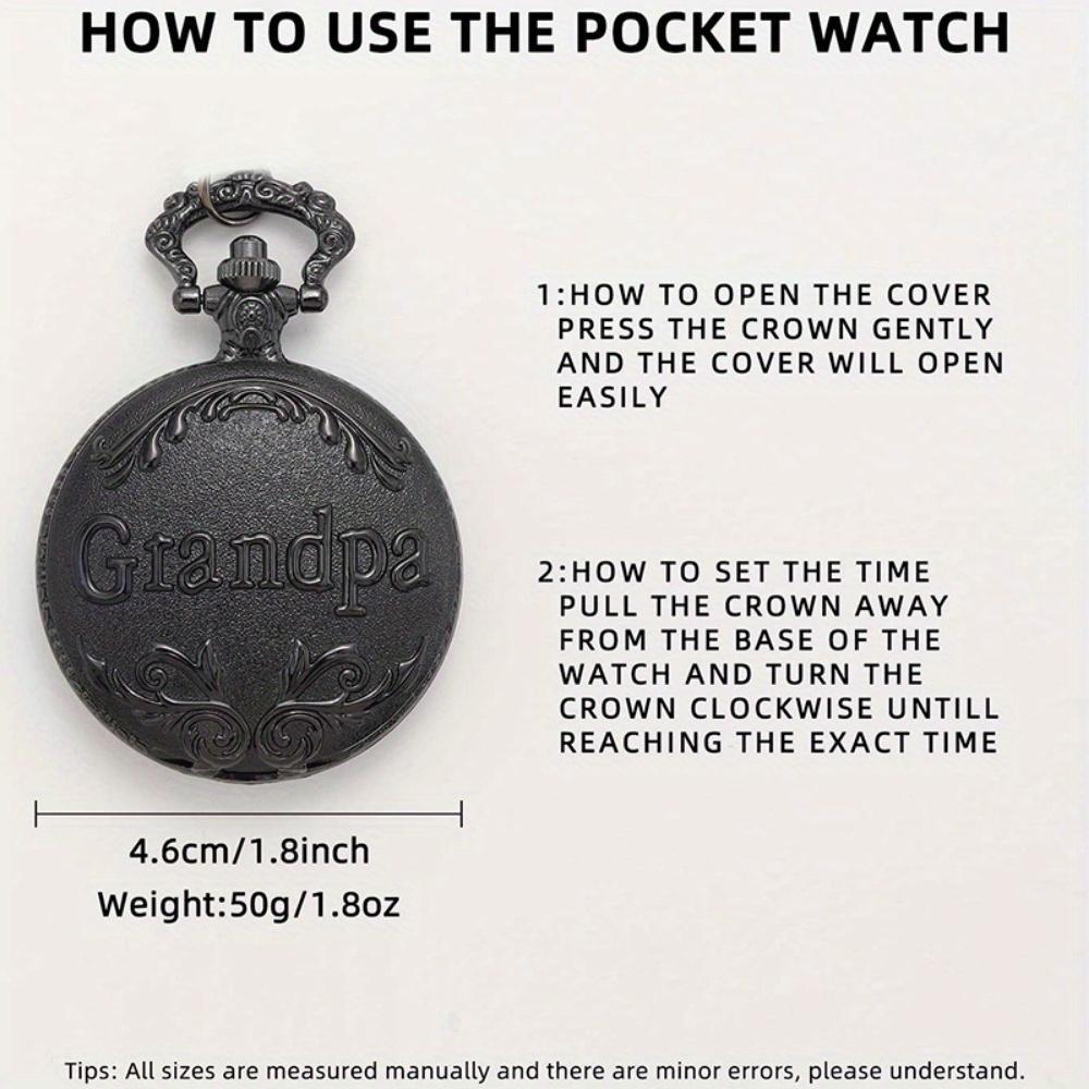 2pcs/set, Men's Pocket Watches, Antique Pocket Watch 'Grandpa' Vintage Quartz Punk Necklace Pendant Alloy Watch Art Collection Gifts.