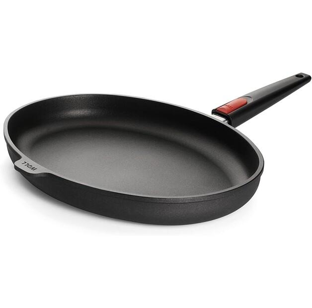 

Овальная сковорода для рыбы Woll Titanium Nowo из чугуна 38x28,4 см со съемной ручкой (1538N)
