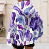 Women Plus Size Zip Up Hoodie Long Sleeve Drawstring Hood With Pockets Colorful Splash Print