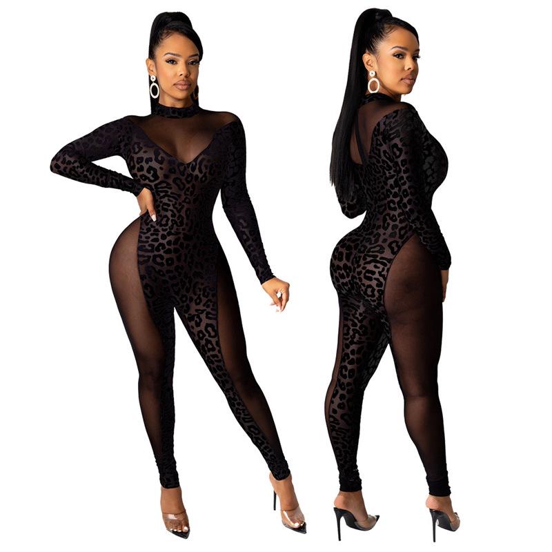 

Spring New Arrivals: Women s European American Slim Fit Mesh See-through Leopard Print Gradient Long Sleeve Top. Medium чёрный