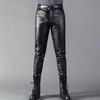 Pantaloni da uomo in pelle PU per Primavera ed Estate Skinny Fit Elastici Pantaloni da Biker per Club Notturno, Festa e Ballo Sottili