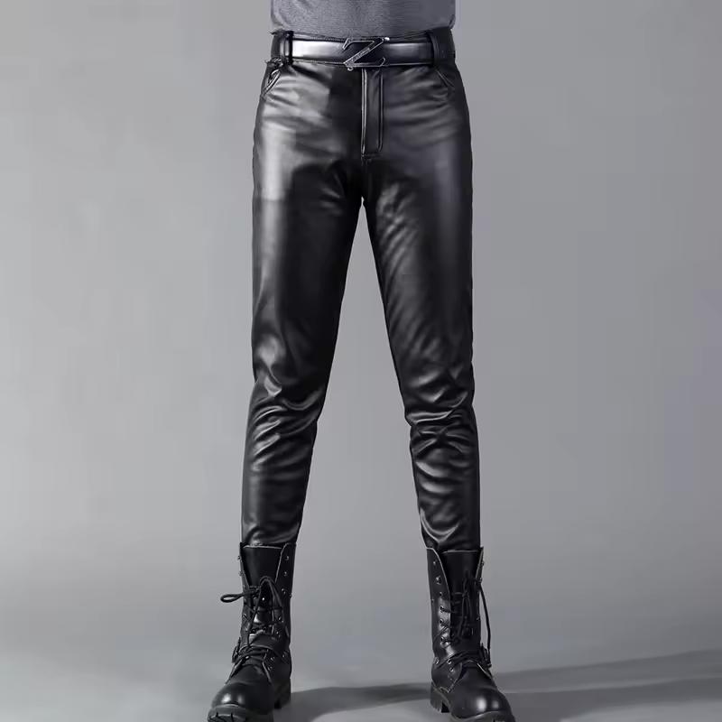 Pantaloni da uomo in pelle PU per Primavera ed Estate Skinny Fit Elastici Pantaloni da Biker per Club Notturno, Festa e Ballo Sottili