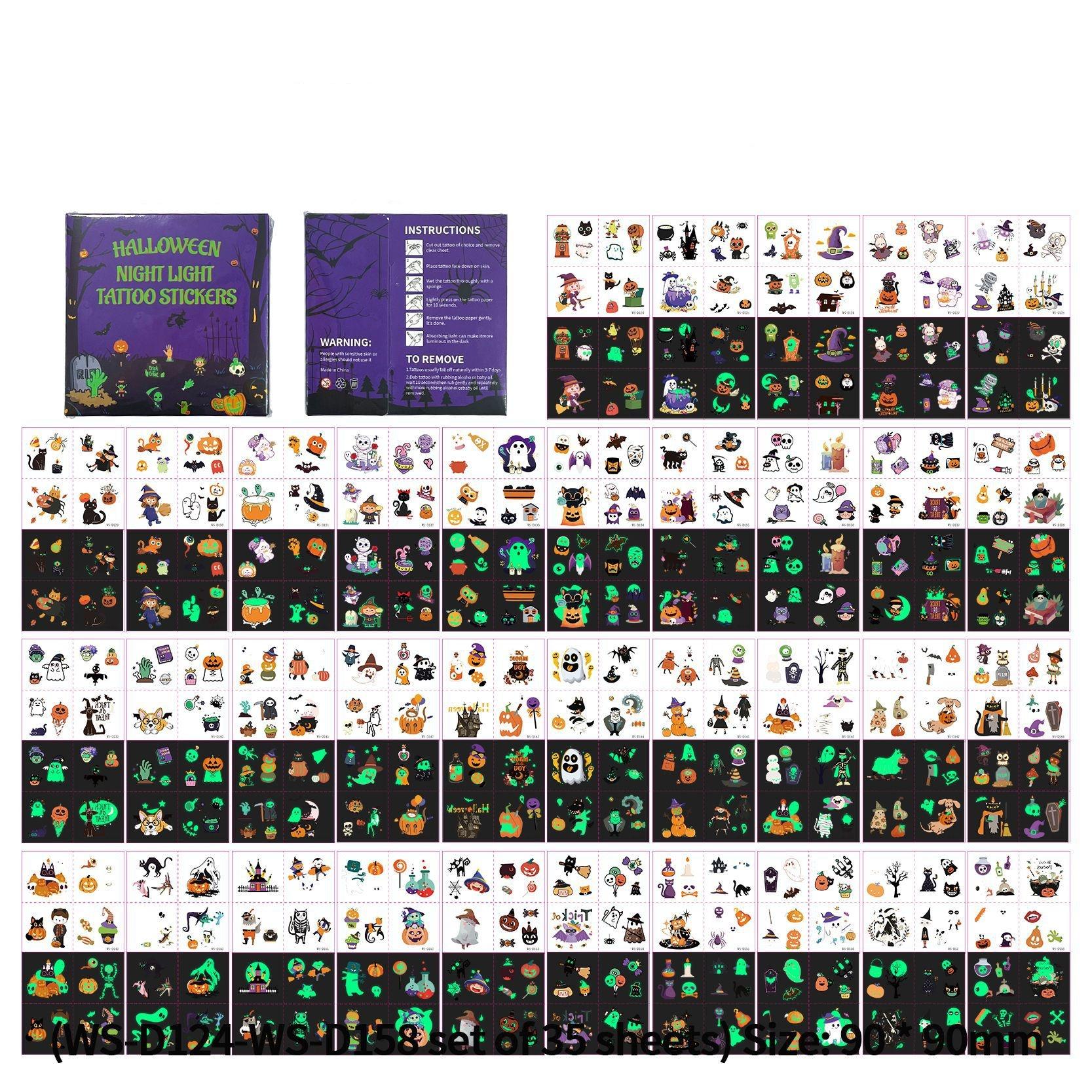 

Halloween Noctilucent Tattoo Stickers Waterproof Cartoon Children s Temporary Fake Tattoo Face Body Art Festival Party Props