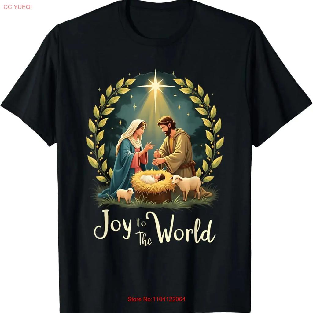 Christmas Nativity Christian Birth Of Jesus Joy To The World T Shirt Vintage Streetwear Homme Breathable Stretched
