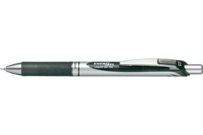 Pentel EnerGel Gel Ink Ballpoint Needle Black Body of Knock-Style Pen, 0.5mm, Tip, Ink/Silver [Set 5] BLN75Z-A