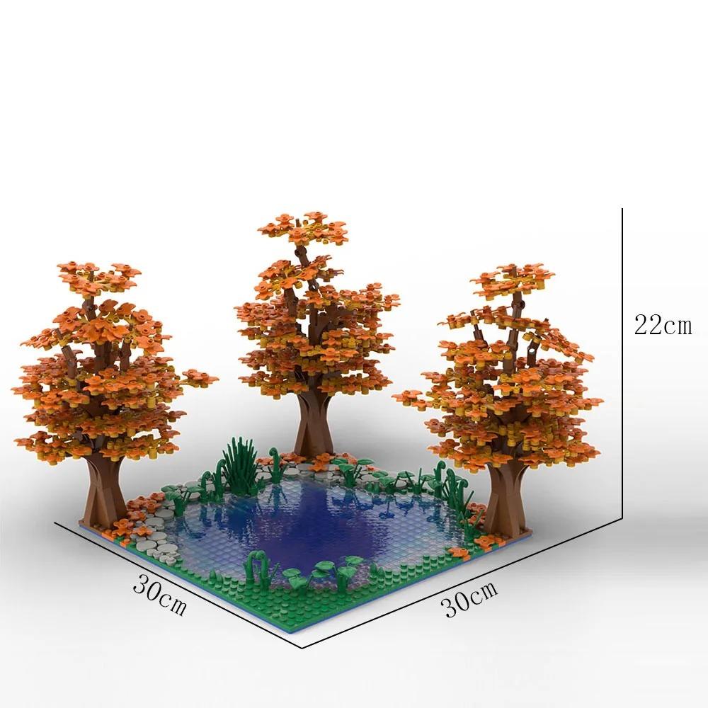 Buildmoc Creative Maple and Lake Forest Tree Rivers Natural Scenery Ideas MOC Building Blocks Toys for Children Kids Gifts Toy