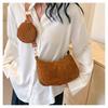 Womens Fashion Solid Color Corduroy Underarm Bag with Coin Purse Pouches Shoulder Crossbody Bag for Shopping Dating Work