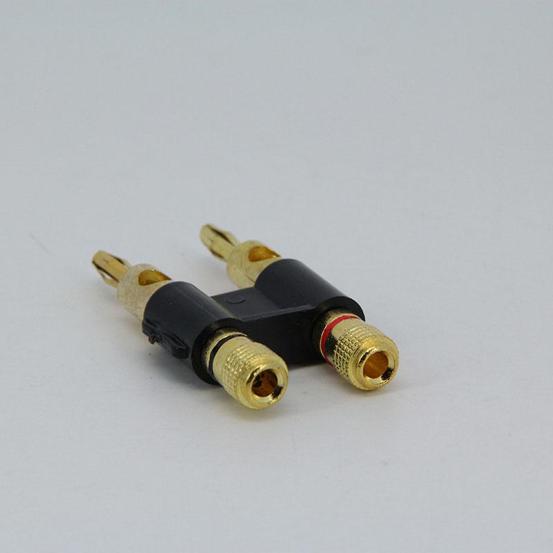 Zweireihiger 4-mm-Doppelbananenstecker, rot-schwarzer Anschluss, vergoldeter Lautsprecheradapter, zweipoliger Audio-Lautsprecher-Kreuzstecker