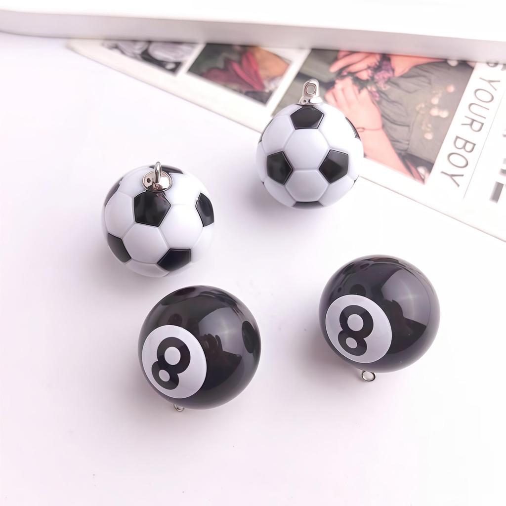 Acrylic Black 8 Ball Pendant Keychain for Bags & DIY Ornaments