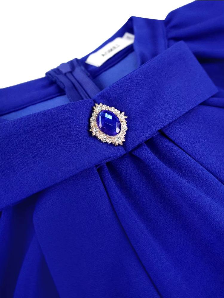 Elegant Women A Line Pleated Dresses Ruffles Big Bow Long Sleeves Church Evening Party Birthday Wedding Guest Autum New Occasion