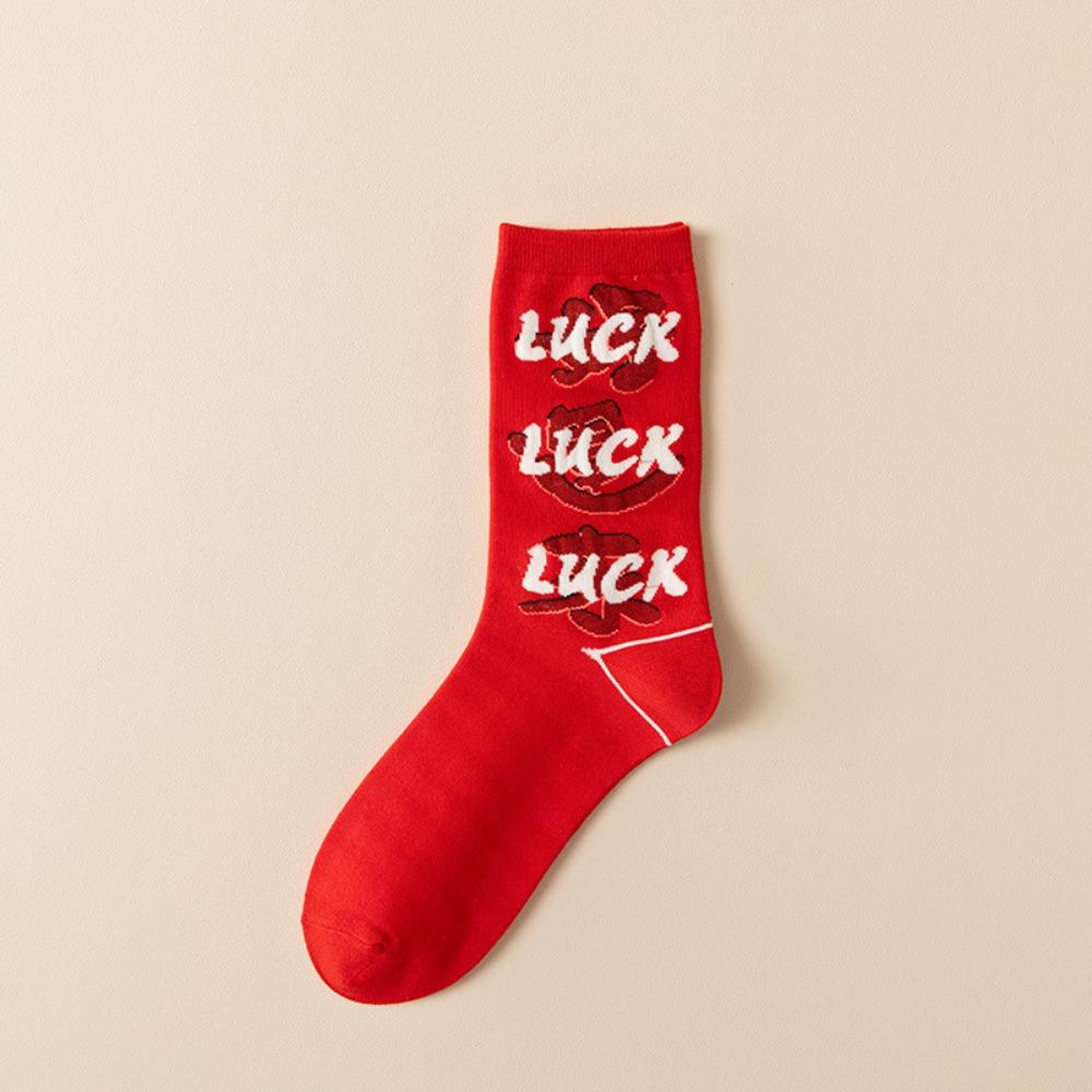 Ruffle New Year Red Sock Cartoon Tube Socks Women Harajuku Snake Year Socks  Autumn Winter