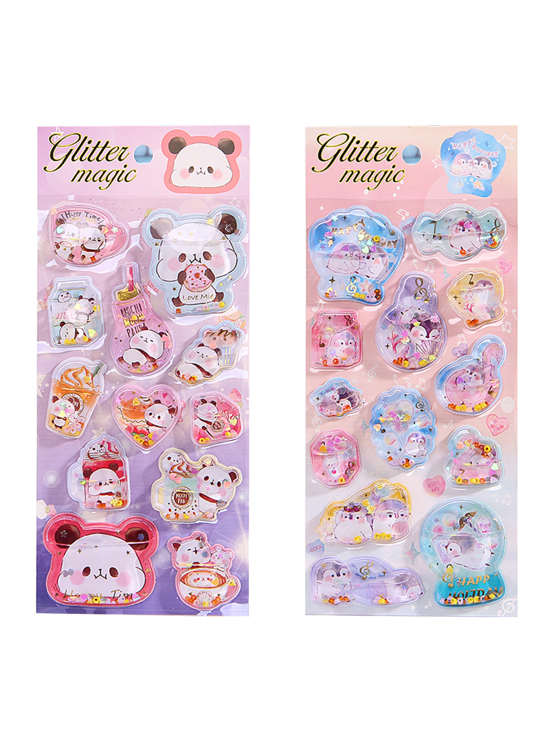 

REYLNXR Real Store Quality Water Seal Puffy 3D Embossed Stickers 2 Sheets Notebooks DIY Creative Fashion Unique Cute Gift No.3 No.4