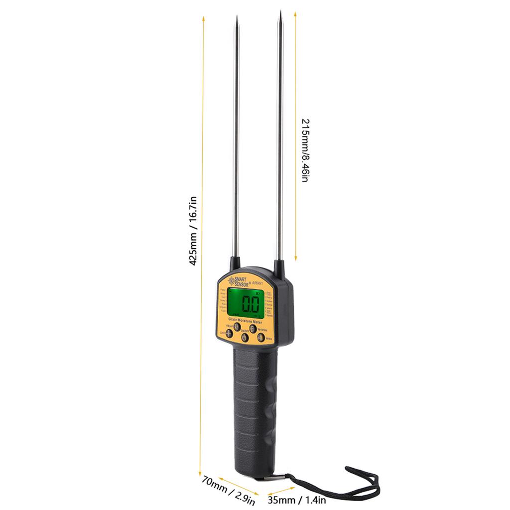 SMART SENSOR AR991 Digital LCD Grain Moisture Meter for Wheat Corn Rice Peanut Soybean Grain Moisture Meter Grain Humidity Meter
