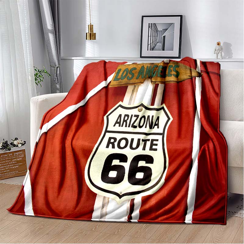 HD Vintage Route 66 Americká Historická Mateřská Silnice Tištěnádeka Domácí Extra Velká Měkká Potah na Rozkládací Pohovku Cestovnídeka Dárek