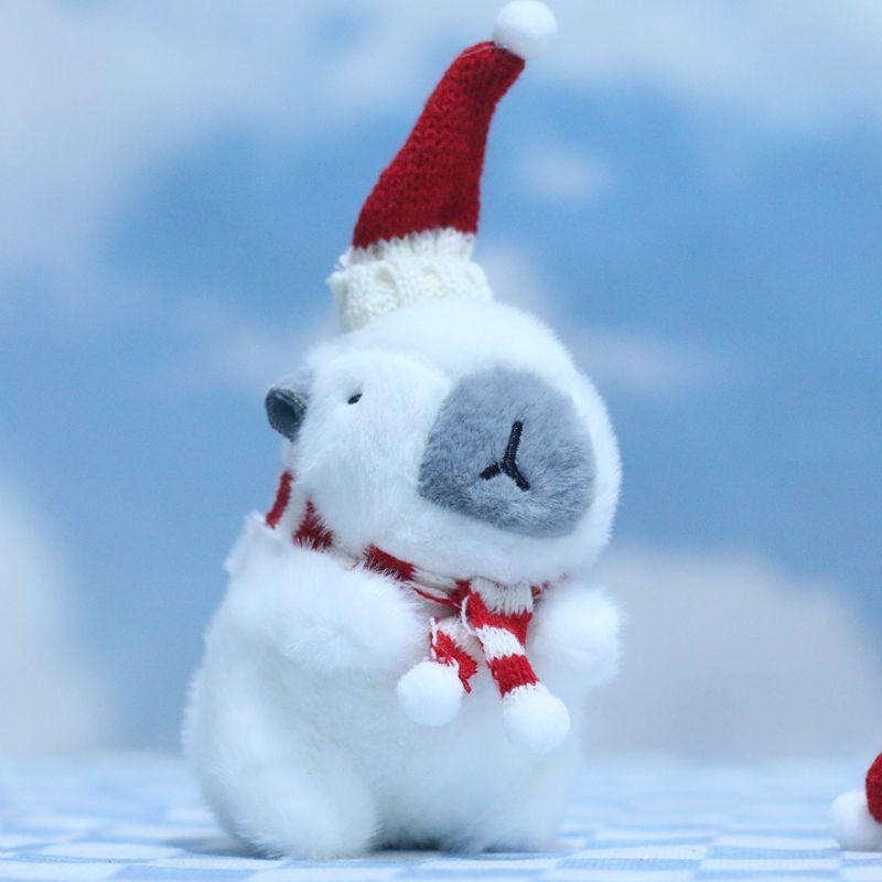 

Delightful Cartoon Capybara Christmas Plush Toy Keyring For Bags And Key Accessories красный