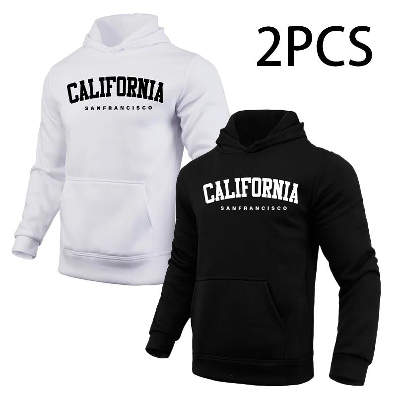 2 In 1 Hoodie for Man California Print Autumn Winter Daily Casual Sporty Sweatshirt Home Outdoor Comfort Warm Fashion Pullover