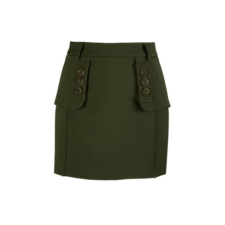 J Jane Flap H-Line Skirt (Khaki)