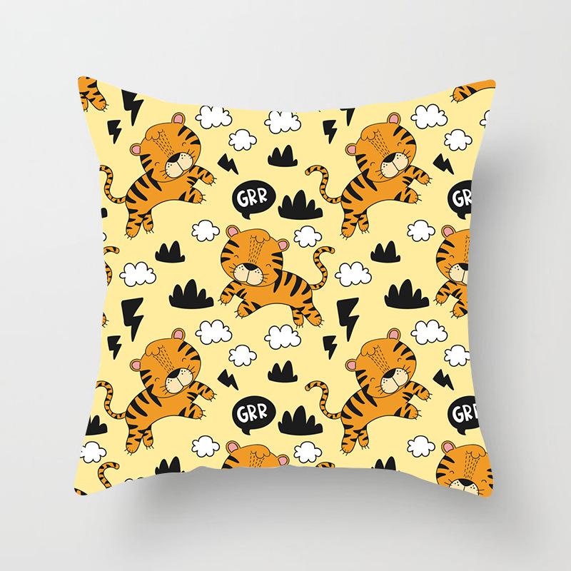 Home Decor Cute Cartoon Tiger Printed Pillowcases for Fun Pattern Cushion Cover Suitable for Sofa Bedroom Car Pillow Cover