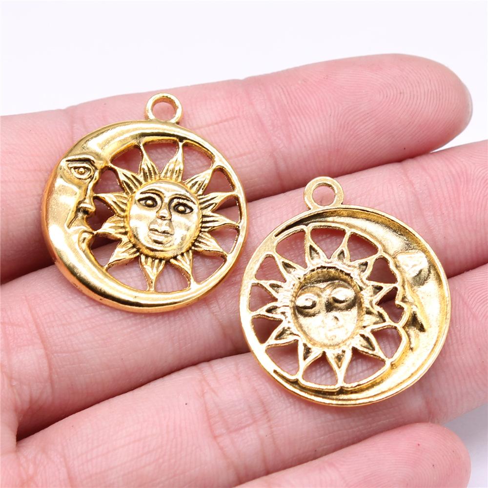 20pcs Charms Zodiac Sun Moon Tibetan Bronze Silver Color Pendants Antique Jewelry Making DIY Handmade Craft