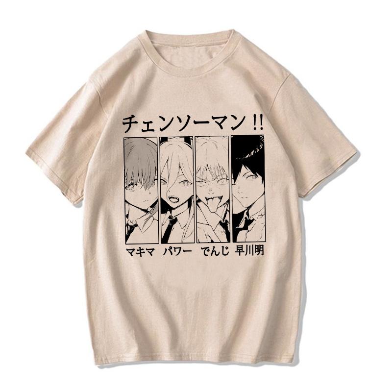 Chainsaw Unisex T Shirt Unisex EU Unisexga Cartoon Pochita Tshirt Japanese Anime Makima Harajuku Graphic Tees Clothing Tops Tshirt