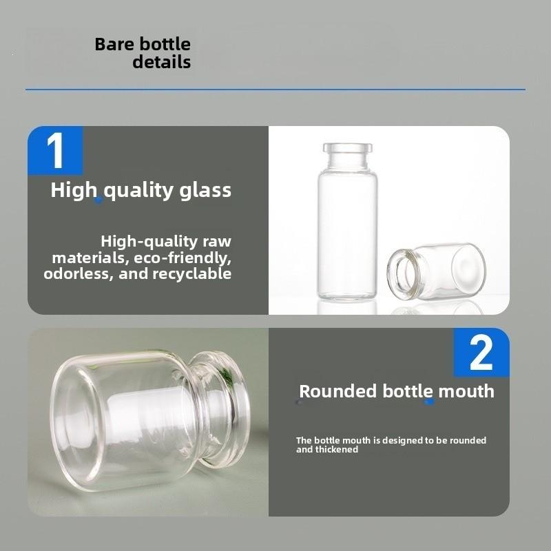100 pezzi 3ml 5ml 10ml 15ml Fiale Tappo in Gomma Tappi Flip-Off Tappi in Alluminio Flacone di Vetro Fiala di Vetro per Iniezione Piccoli Flaconi Ricaricabili