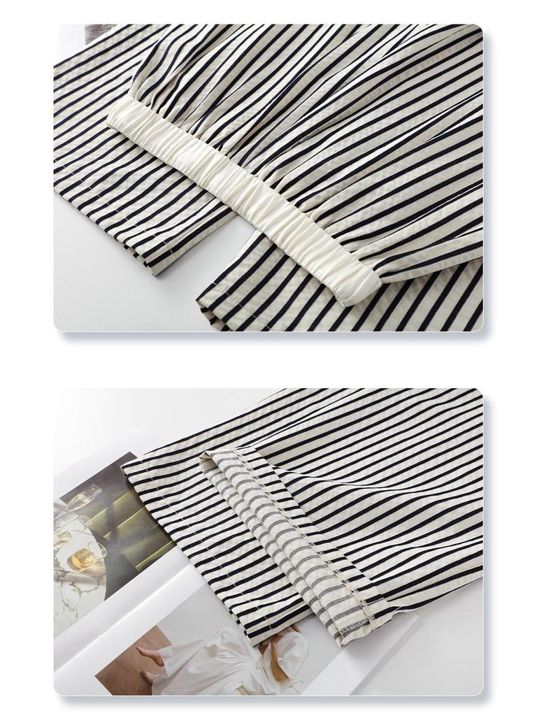 White Striped Wide Leg Women's Slimming Pants - New Summer 2025 Collection